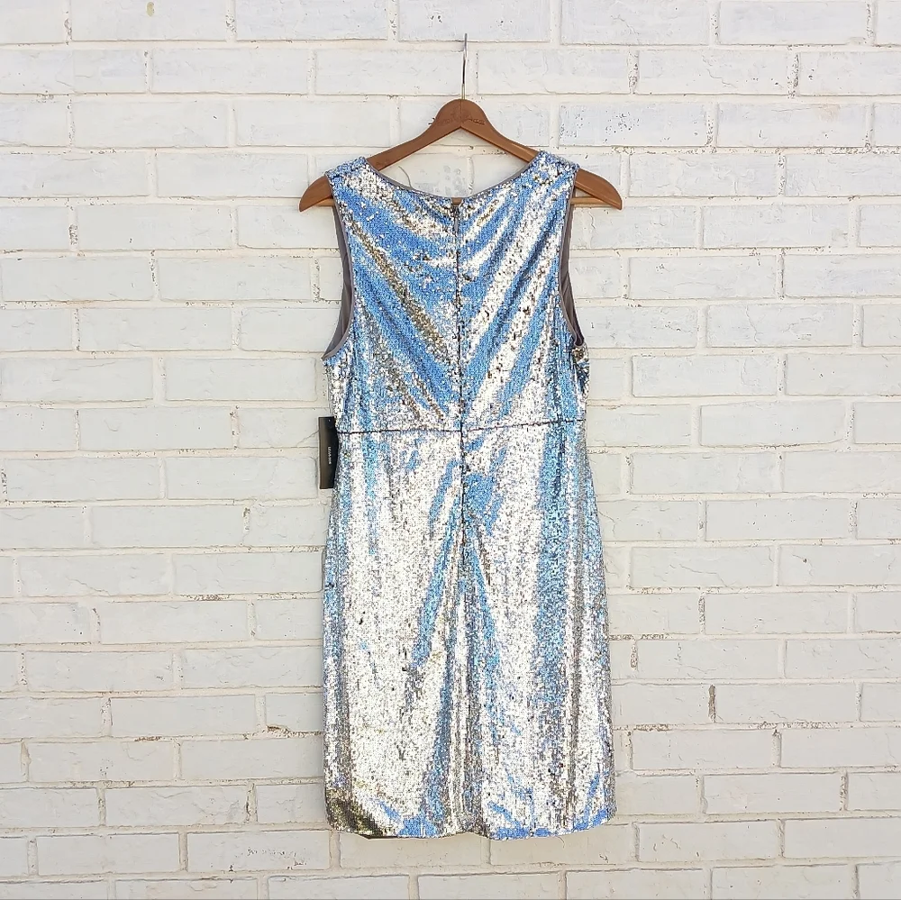 Lulus Silver Sequin Dress Cocktail Mini Large